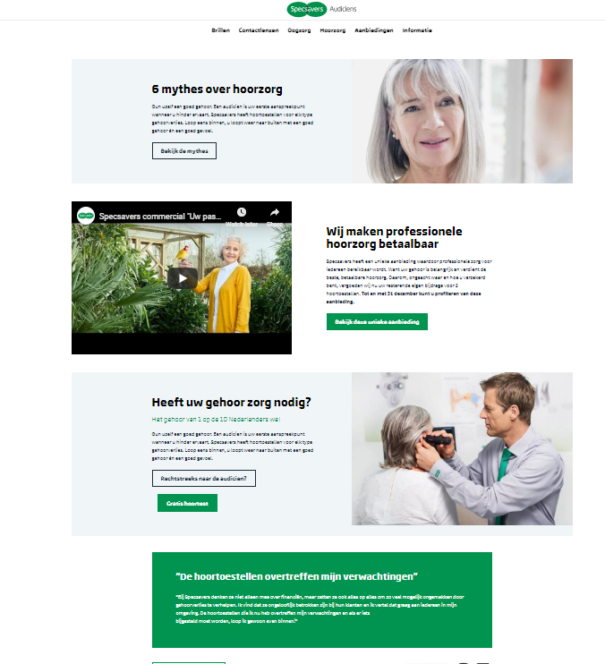 Voorbeeld geen rekening houden met wie doelgroep echt is: Specsavers